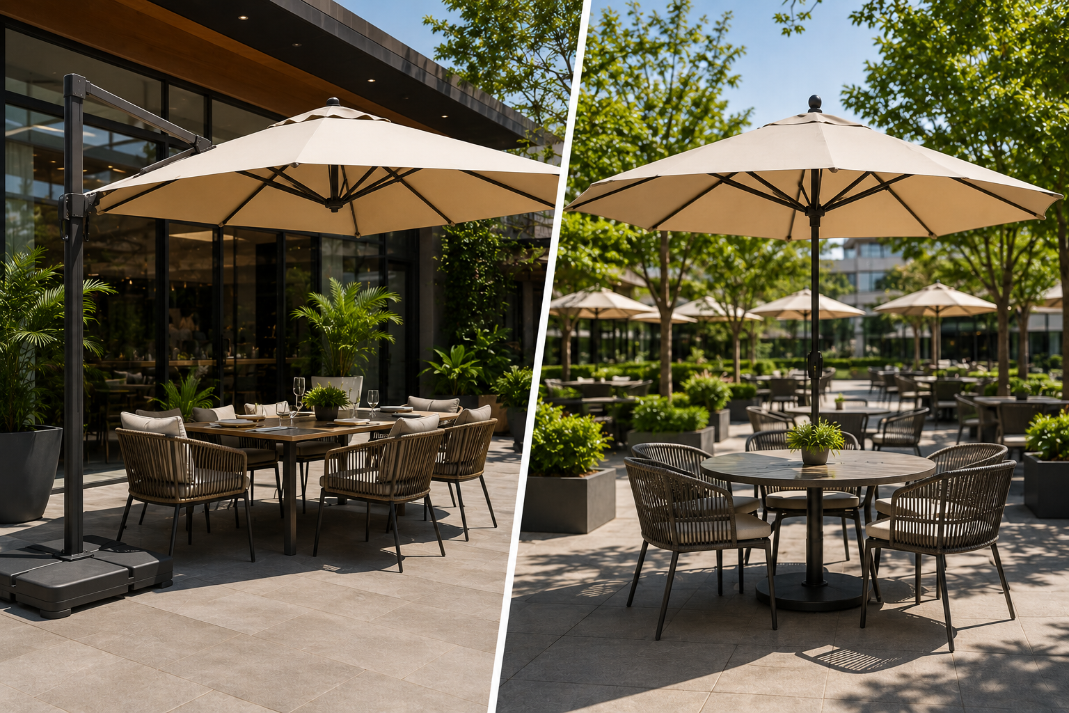 Cantilever vs center pole umbrellas guide